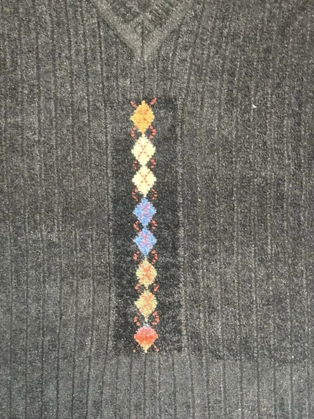 Peach By Z.C. International Men’s Black V Neck Diamond Pattern Sweater Sz 42